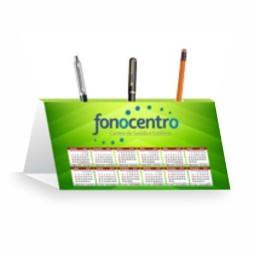 Calendário de Mesa c/ Porta Canetas | 4/0 | UV 1/0 Cartão Starlux 250g/m² 25x18 : 4x0 UV 1/0  