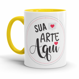 Caneca Personalizada Amarela Porcelana 96x150mm 4 Cores Sublimação  325ml