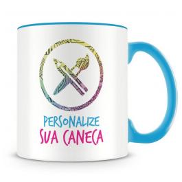 Caneca Personalizada Azul Claro Porcelana 96x150mm 4 Cores Sublimação  325ml