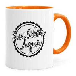 Caneca Personalizada Laranja Porcelana 96x150mm 4 Cores Sublimação  325ml