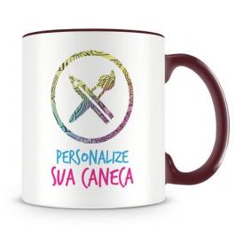 Caneca Personalizada Marrom Porcelana 96x150mm 4 Cores Sublimação  325ml