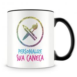 Caneca Personalizada Preta Porcelana 96x150mm 4 Cores Sublimação  325ml