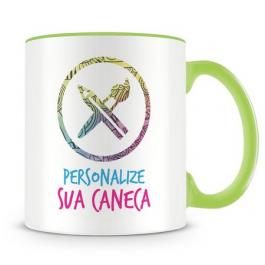 Caneca Personalizada Verde Claro Porcelana 96x150mm 4 Cores Sublimação  325ml