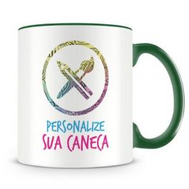 Caneca Personalizada Verde Escuro Porcelana 96x150mm 4 Cores Sublimação  325ml