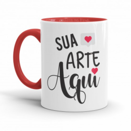 Caneca Personalizada Vermelha Porcelana 96x150mm 4 Cores Sublimação  325ml