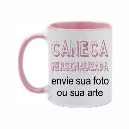 Caneca Personalizada Rosa Claro Porcelana 96x150mm 4 Cores Sublimação  325ml